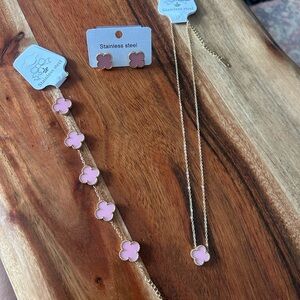 Pink Clover Jewelry Set